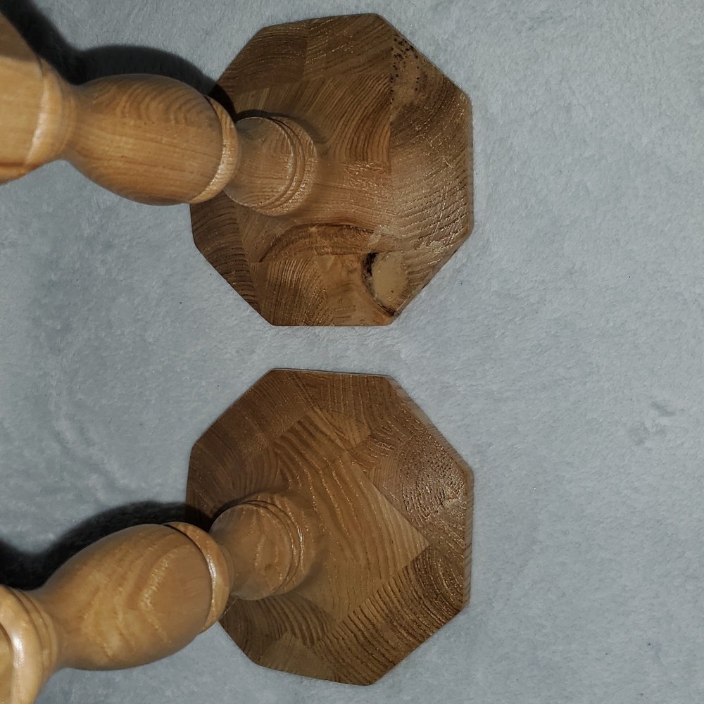 Anthropologie Carved Wood Candle Holders Pair of Two (2) - Picture 3 of 5